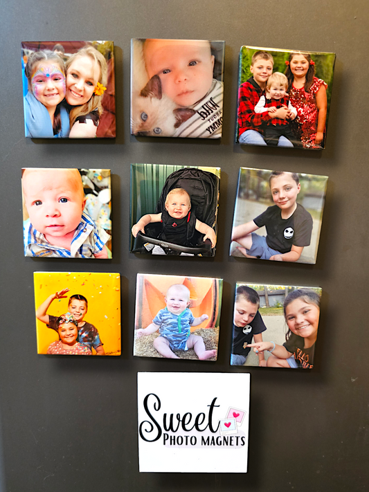 9 2"x2" Classic Square Premium Waterproof Photo Magnets